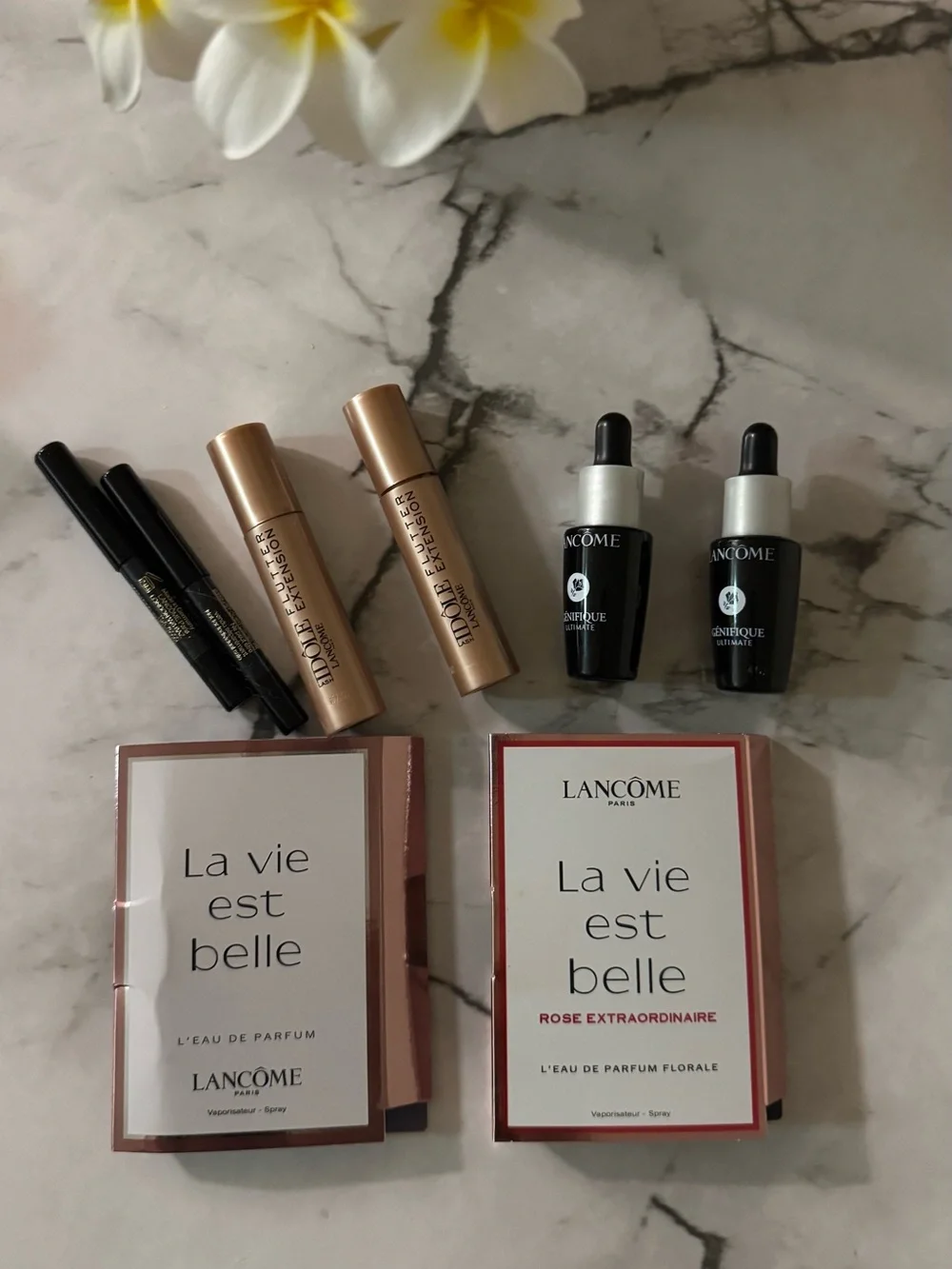 Lancôme Serum,Mascara,Eyes pencil ✏️, Parfumerie travel set.